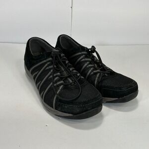 Dansko HONOR COMFORT Black Suede Mesh Slip On Sneakers Women Size 38W Wide